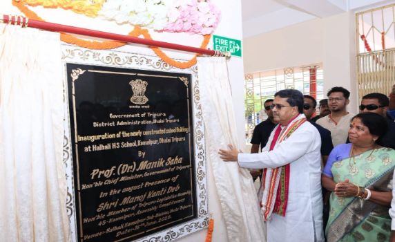 Tripura CM Dr. Manik Saha launches various infrastructure projects in Dhalai district.